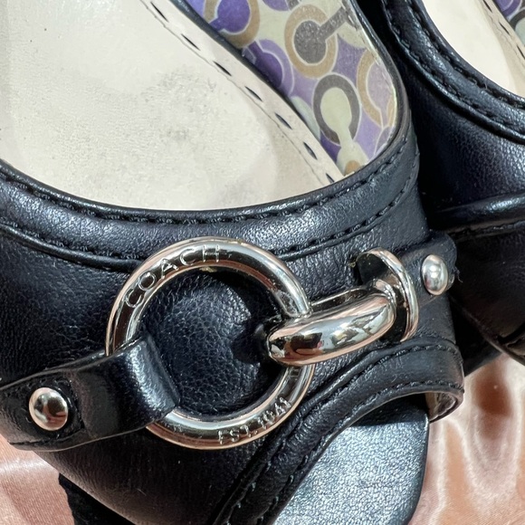 Coach "Stella" Black Open Toe Wedges Peep Toe - Size 9 1/2” - Cute Offic… - Picture 6 of 13